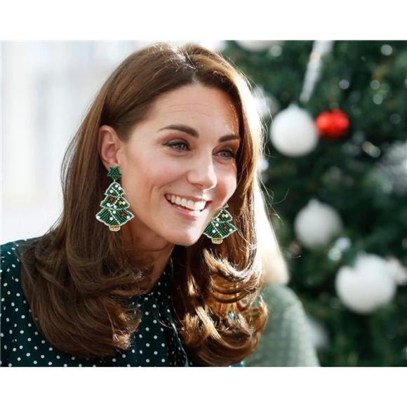 Christmas Beaded Earrings Hypoallergenic X-Mas Tree Snowflake Dangling Earrings - Picture 3 of 7